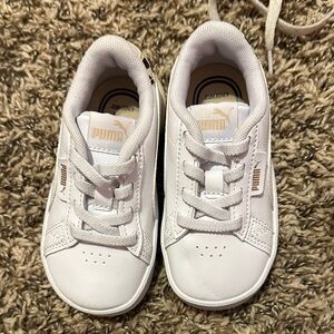 Puma Kids White and Gold Sneakers